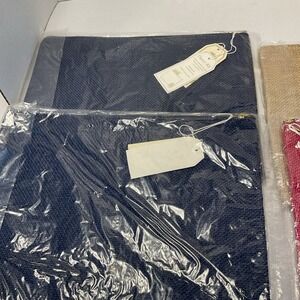 Mud Pie Burlap Jute‎ Navy Tan Pink Craft Make Up Bag Carrying Case Zip Up Set 4